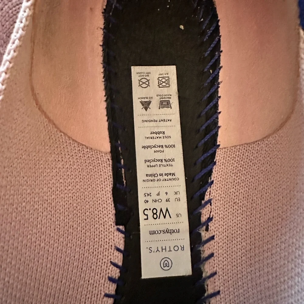 Rothy's Pink Pointed-Toe Flat with Blue Trim